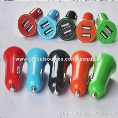 2-port USB Dual In-car Mobile Phone Charger Adapter for iPhone 5/4/4S/iPad